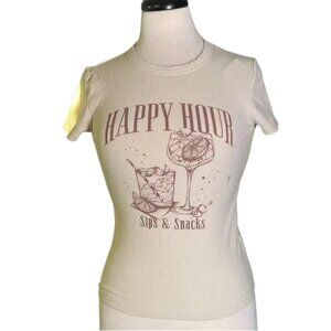 American Eagle Outfitters Cream Graphic Tee